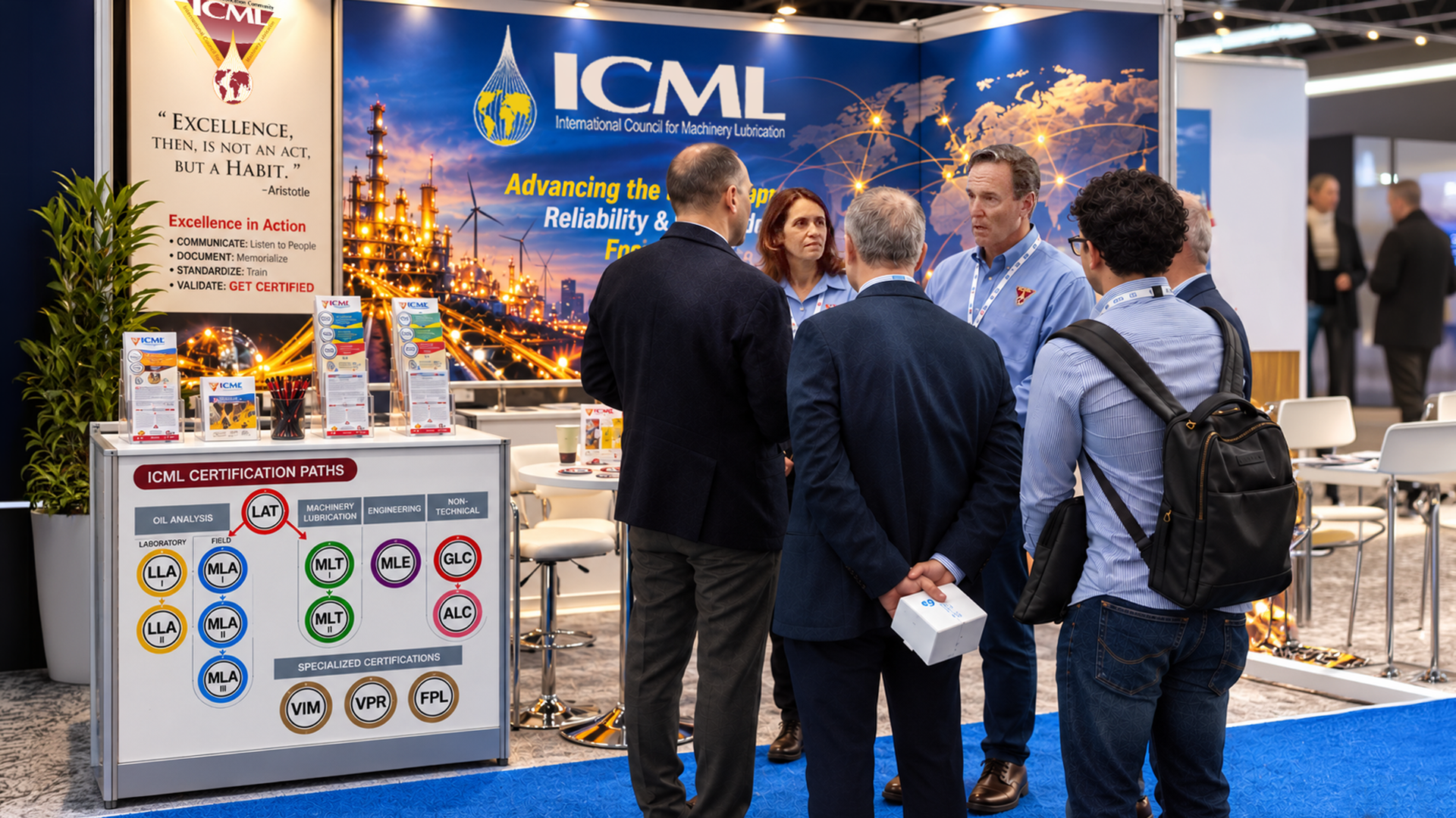 Industry professionals meeting at an ICML event